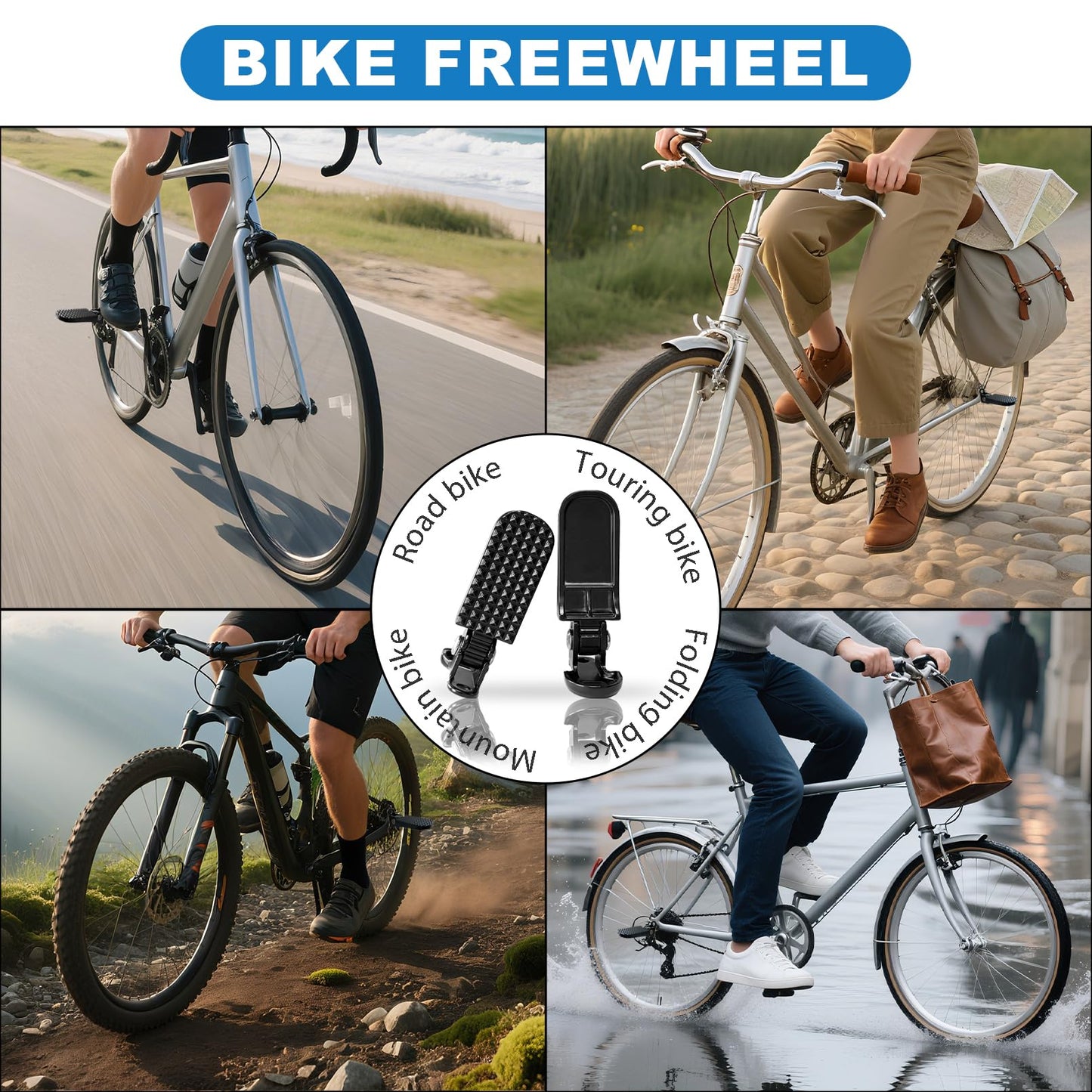 1 Pair Bike Rear Pedals Mini Folding Bike Foot Pegs Stable Bicycle Rear Pedals for Mountain Bike Electric Bike