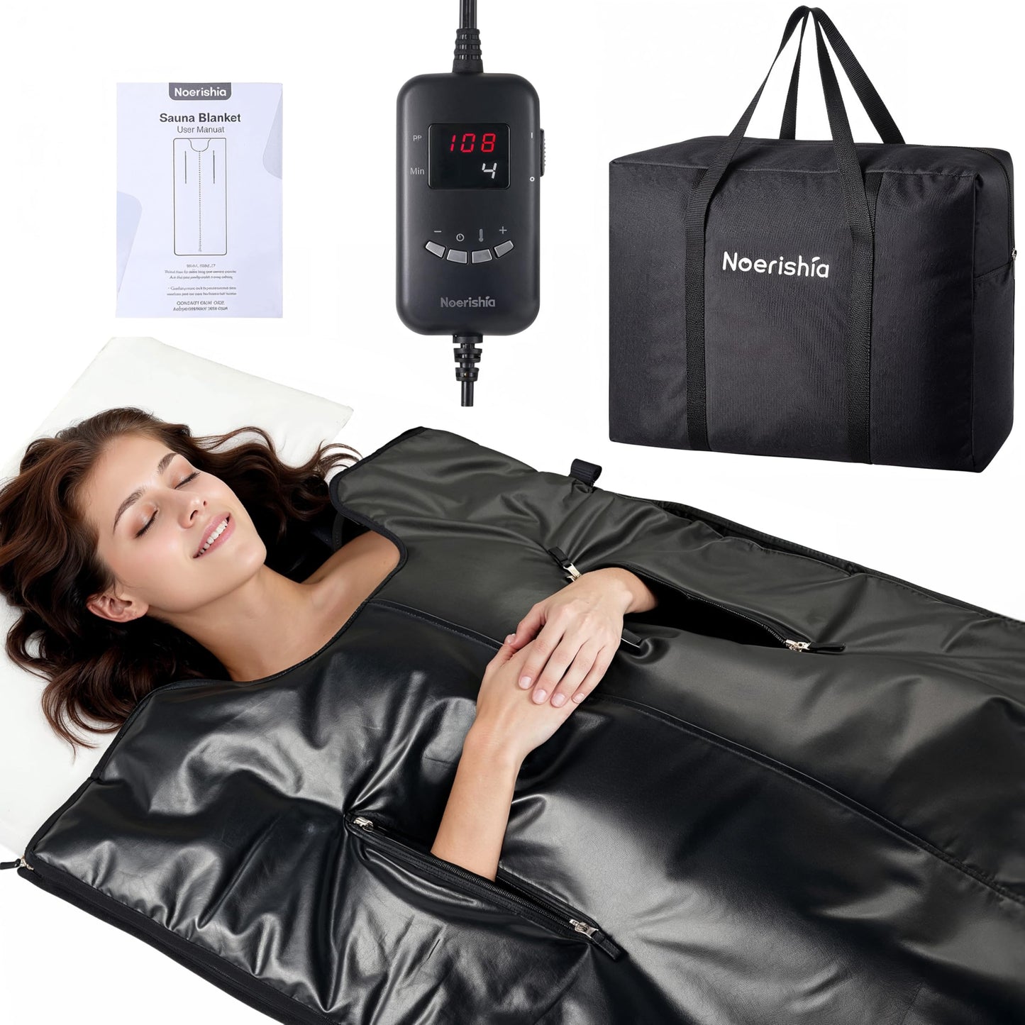 Infrared Sauna Blanket for Home, Gentle Deep Heat for Relaxation & Recovery, Portable Wellness Wrap for Full Body, Self Care Gifts for Women, Machine Washable PU Leather, 85–158°F & Timer, 6 x 2.6 FT
