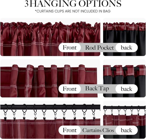 NICETOWN 100% Blackout Red Plaid Curtains - 84 Inch Long Thermal Insulated Drapes | 2 Panels for Living Room
