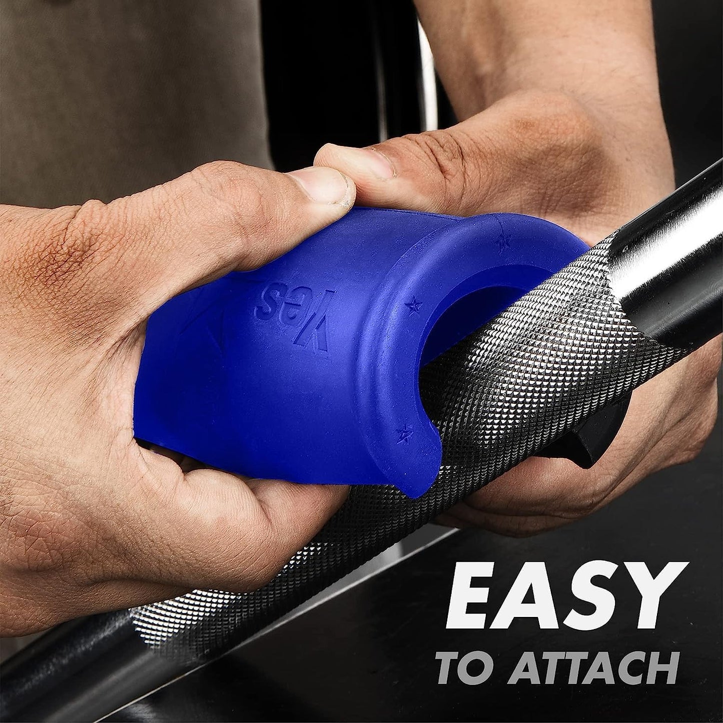 Yes4All Thick Bar Grips / Thick Grips for Barbell, Weight Lifting, Body Building Training – Thick Bar Adapter / Barbell Grips (Blue, Set of 2)