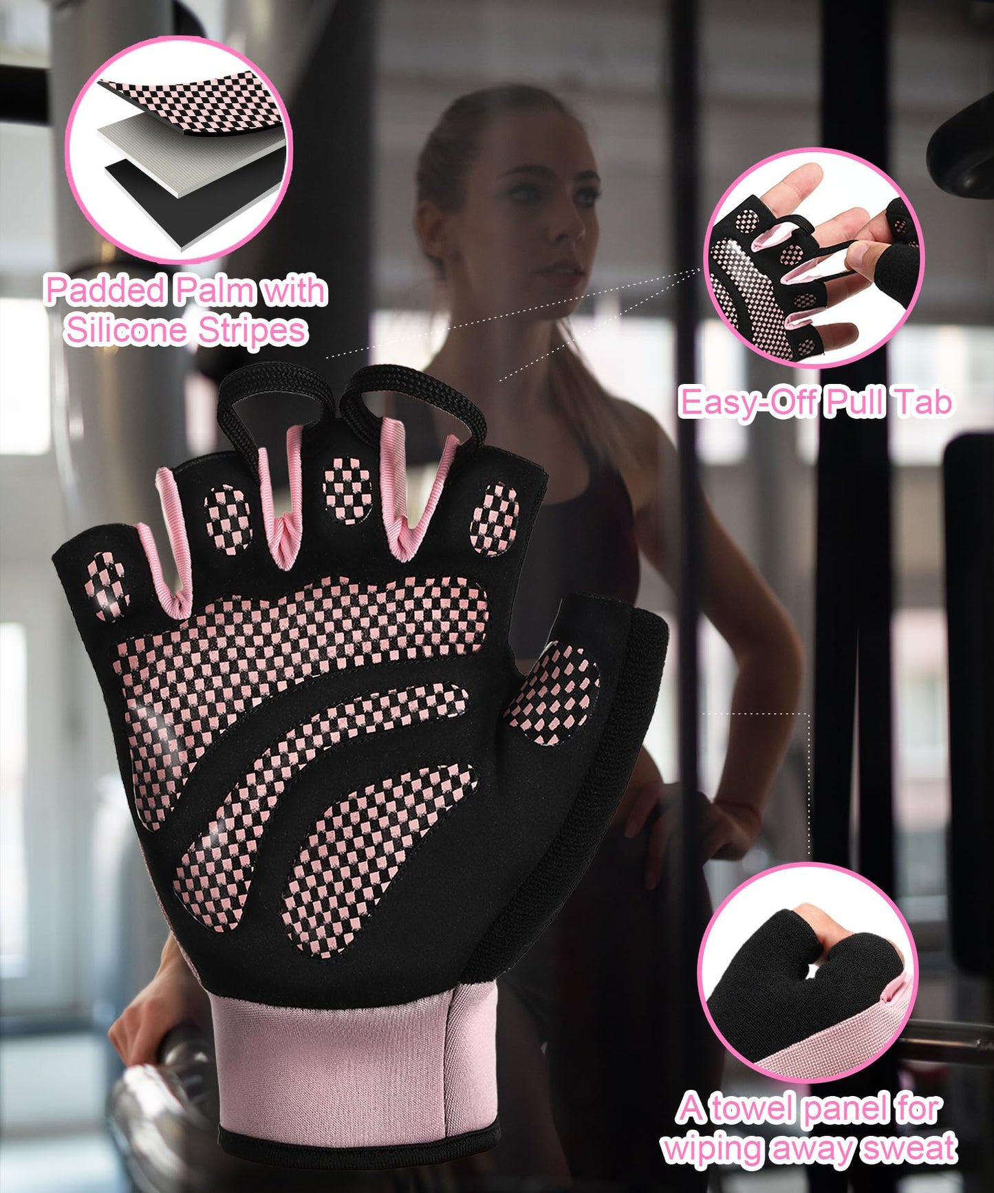 sunnex Gym Gloves for Women & Men - Fingerless Workout Gloves for Weightlifting, Lightweight Breathable Fitness for Sports