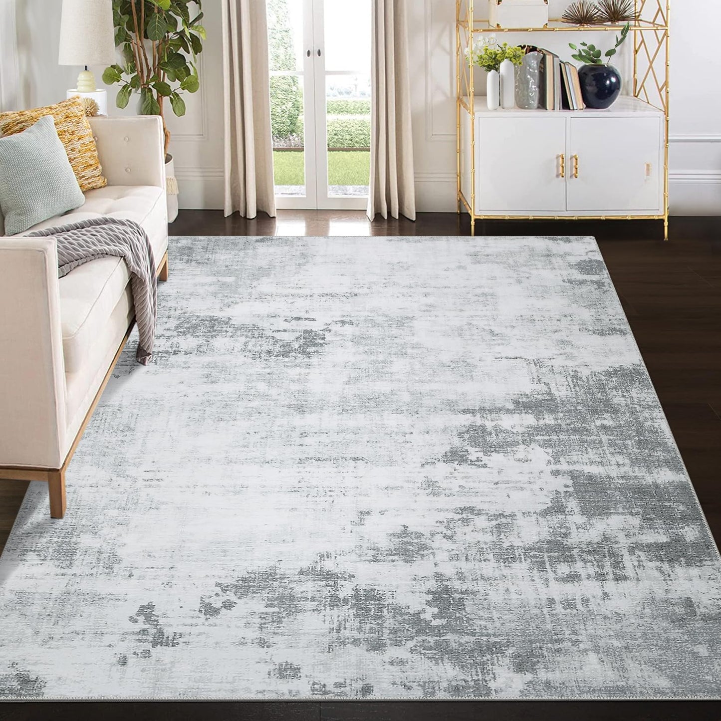 GarveeHome9x12 Area Rugs Washable Rug, Modern Abstract Living Room Rug Soft Anti-Skid Thin Carpet Indoor Floor Non-Shedding Carpets for Bedroom Dining Room Farmhouse Nursery Home
