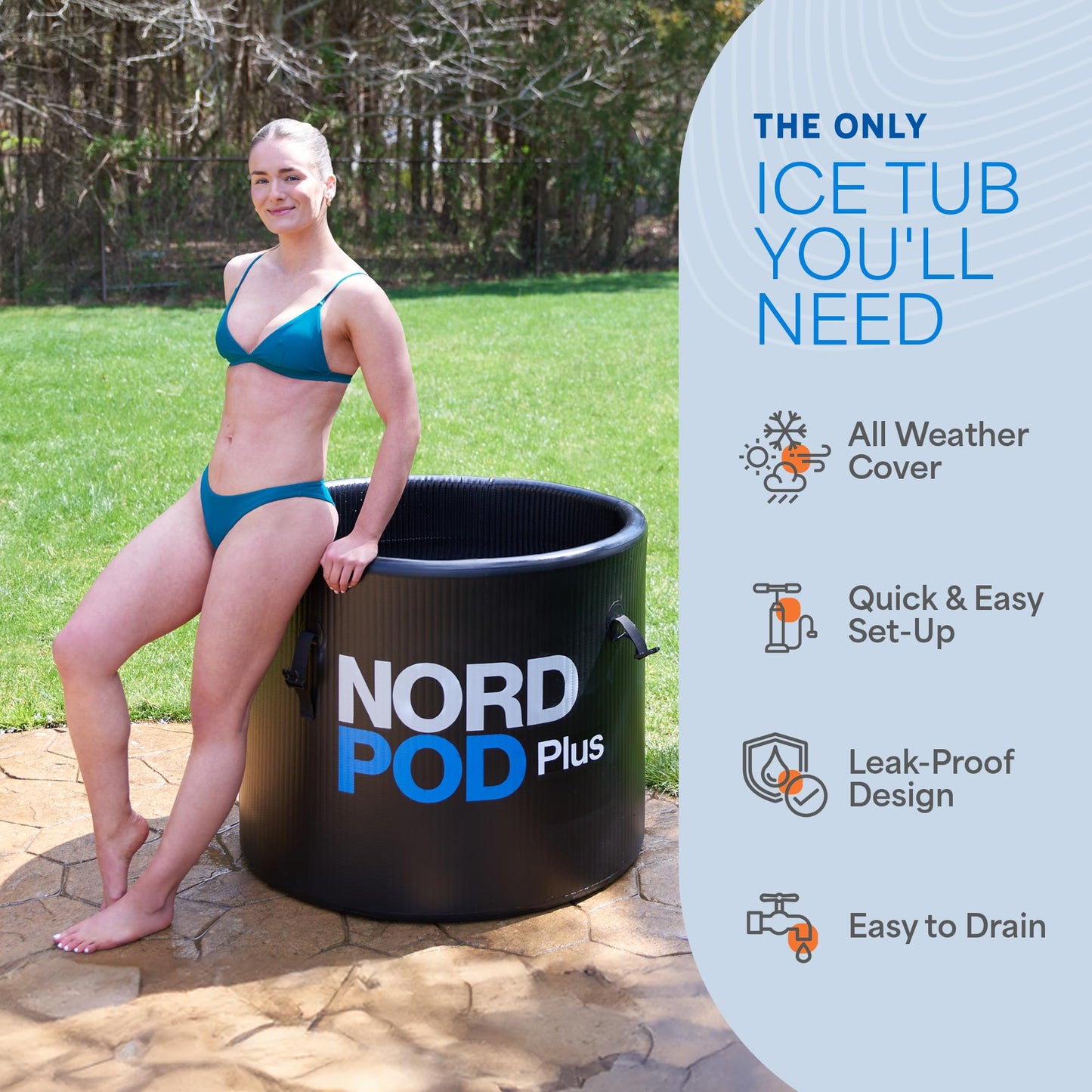 LifePro NordPod Plus Recovery Ice Tub – Portable Cold Plunge Tub with Drop-Stitch Construction – Ice Bath Tub for Athletes – Cold Water Therapy Tub for Ice Bath Recovery with Inflatable Lid & Air Pump