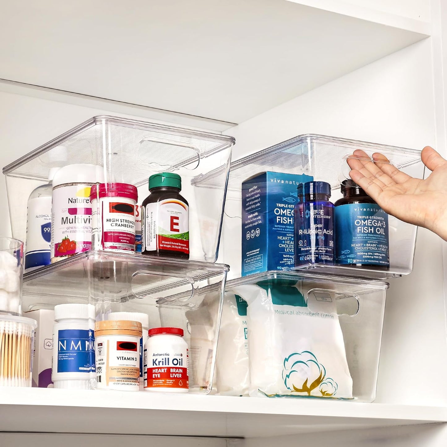 Vtopmart Clear Stackable Storage Bins - 8 Pack Large Plastic Containers with Lids for Pantry Organization
