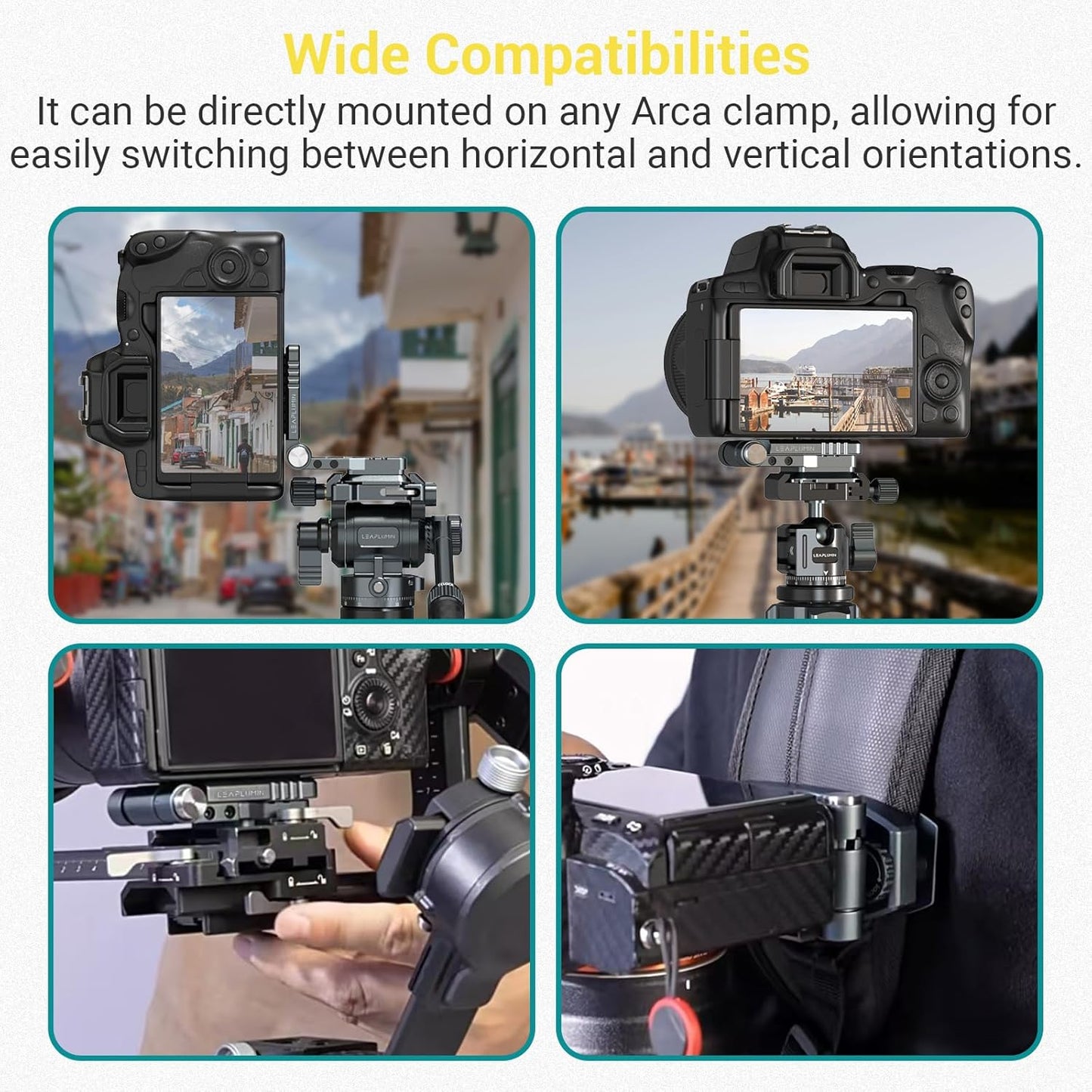 Leaplumin Foldable DSLR Camera L BracketLightweight Camera L Bracket Vertical Horizontal Switching Tripod Quick Release