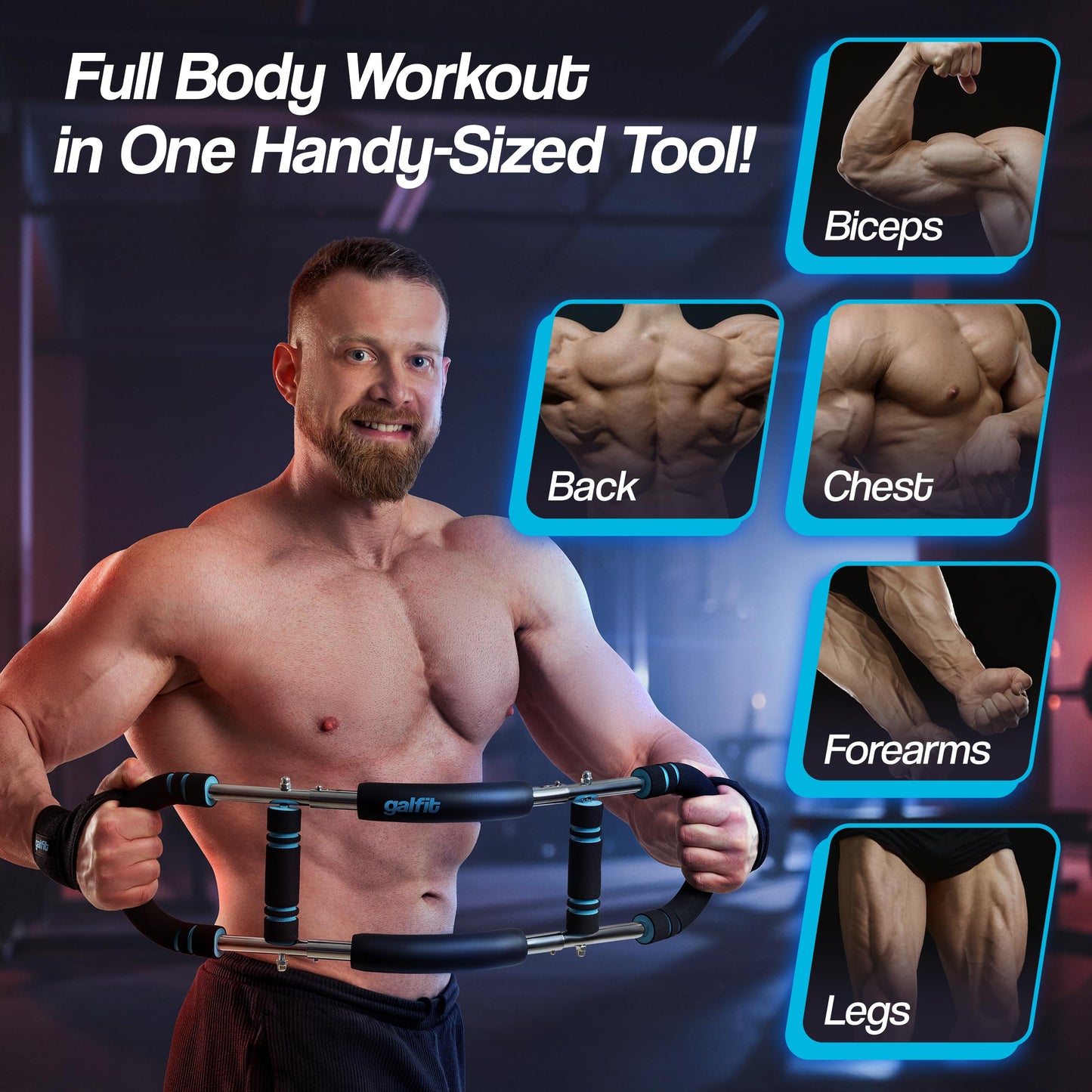 GALFIT Twister Arm Trainer - Chest Workout Equipment for Full-Body Training w/ 6 Resistance Levels, 30-60, 90-120 lb Arm Workout Equipment, Wrist Braces Chest Exerciser for Men and Women