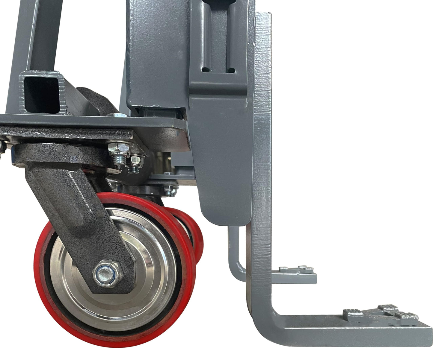 4,000 LB. Cap-PHT Hydraulic Machinery & Equipment Mover with Adjustable Forks (4.5" to 19" Width), 2 Swivel PU on Steel Wheels (5.85" x 2"), 2 Straps (16 feet Each).
