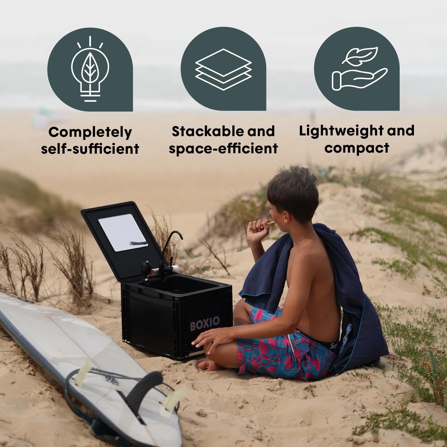 BOXIO - Wash: Portable Sink & Handwashing Station for Camping & RV Life, Ideal camping gear for outdoor kitchens & hygiene onthego, Portable Washer for Garden, Boat, Hunting, Worksite & Outdoor Events
