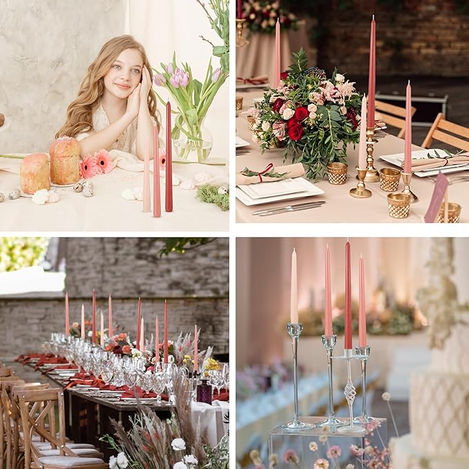 MTLEE Taper Candles 8/10/12 Multi Height Unscented Taper Candles 8 Burn Hours for Dinner Decorative Home Decoration Wedding Party Candlesticks(Gradient Pink,36)