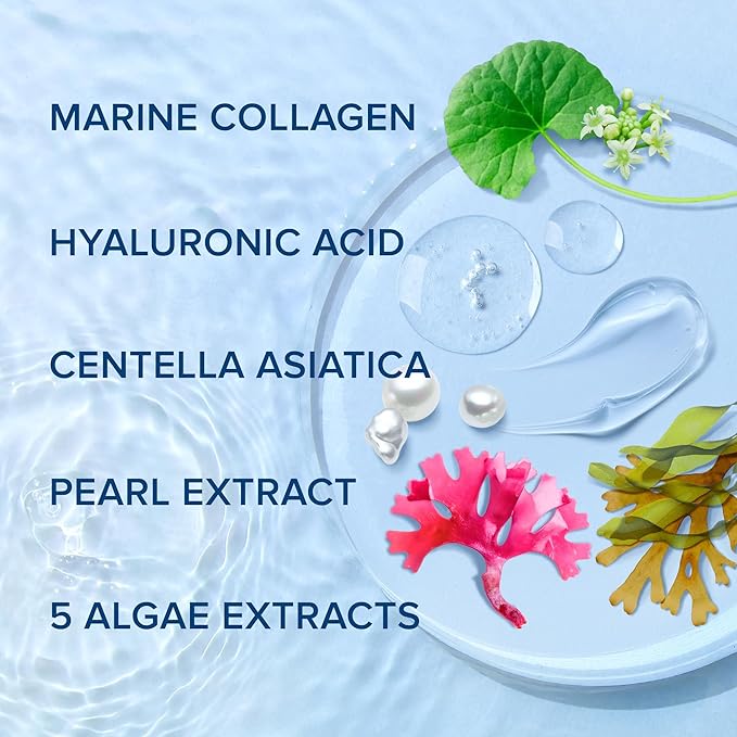 MAREE Collagen Facial Mask with Hyaluronic Acid ??Sheet Face Mask Skincare ??Centella Asiatica, Green & Red Algae Extract ??Hydrating Facemask For Women Skin Care ??Mascarillas Para La Cara ??12 Count