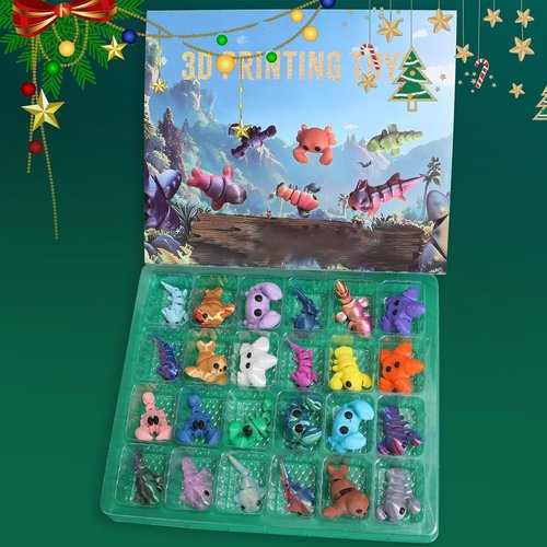 2025 Mini 3D Printed Animals Advent Calendar - 24 Articulated Figurines | Perfect Birthday & Party Gifts