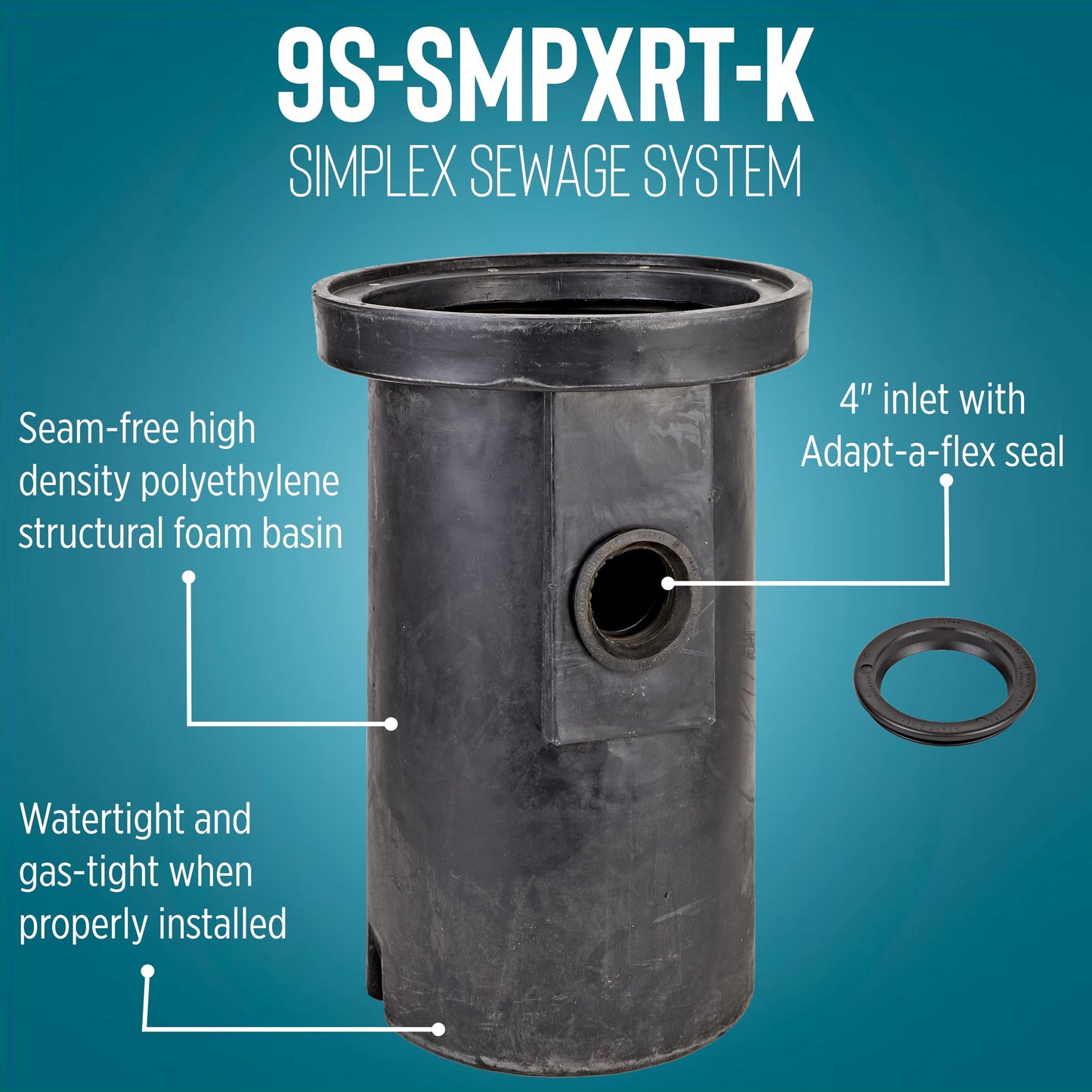 Little Giant 9S-SMPXRT-K 4/10 HP, 115-Volt, 6000 GPH Pre-Packaged Simplex Sewage Basin/Pump System - Assembly Required, Black/Blue, 509074