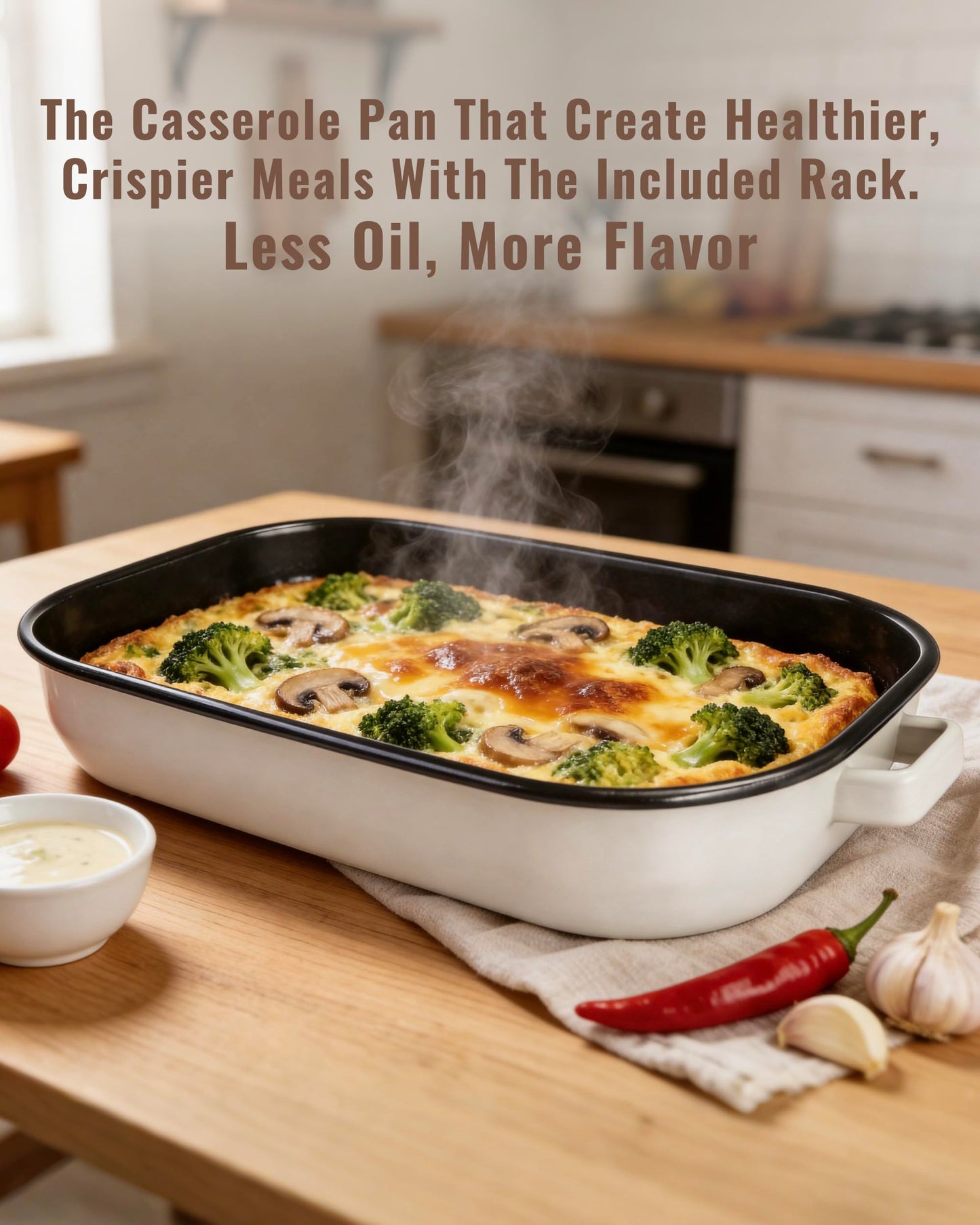 MCCSI Casserole Dishes for Oven Lasagna Pan 6-Pack Baking Set with Handle & Rack 14&17 Inch Large Enamel Cookware, High Temperature Resistance Dishwasher Safe Non-Stick Mother's Wedding Gift Bakeware