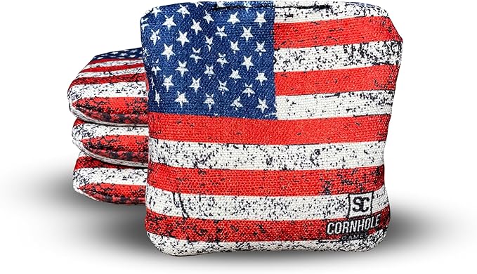 Professional Dual Sided Cornhole Bags- 16 oz 6x6 w/Premium Resin Fill - Official Tournament Slide/Stick Pro Bean Bags - Regulation/Approved