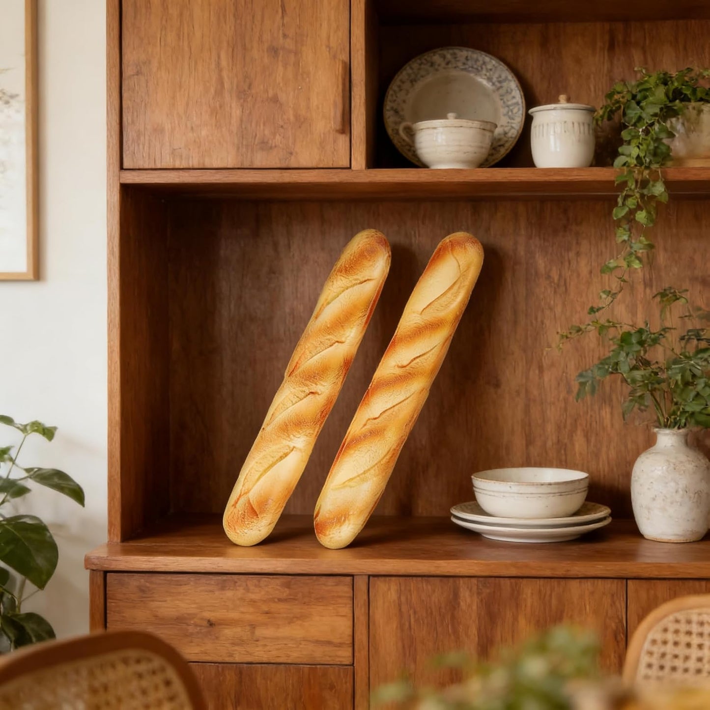 MHFOOU 13.6IN Artificial French Baguette Bread, Realistic Fake Loaf Simulation Baguette Simulation French Loaf Dessert