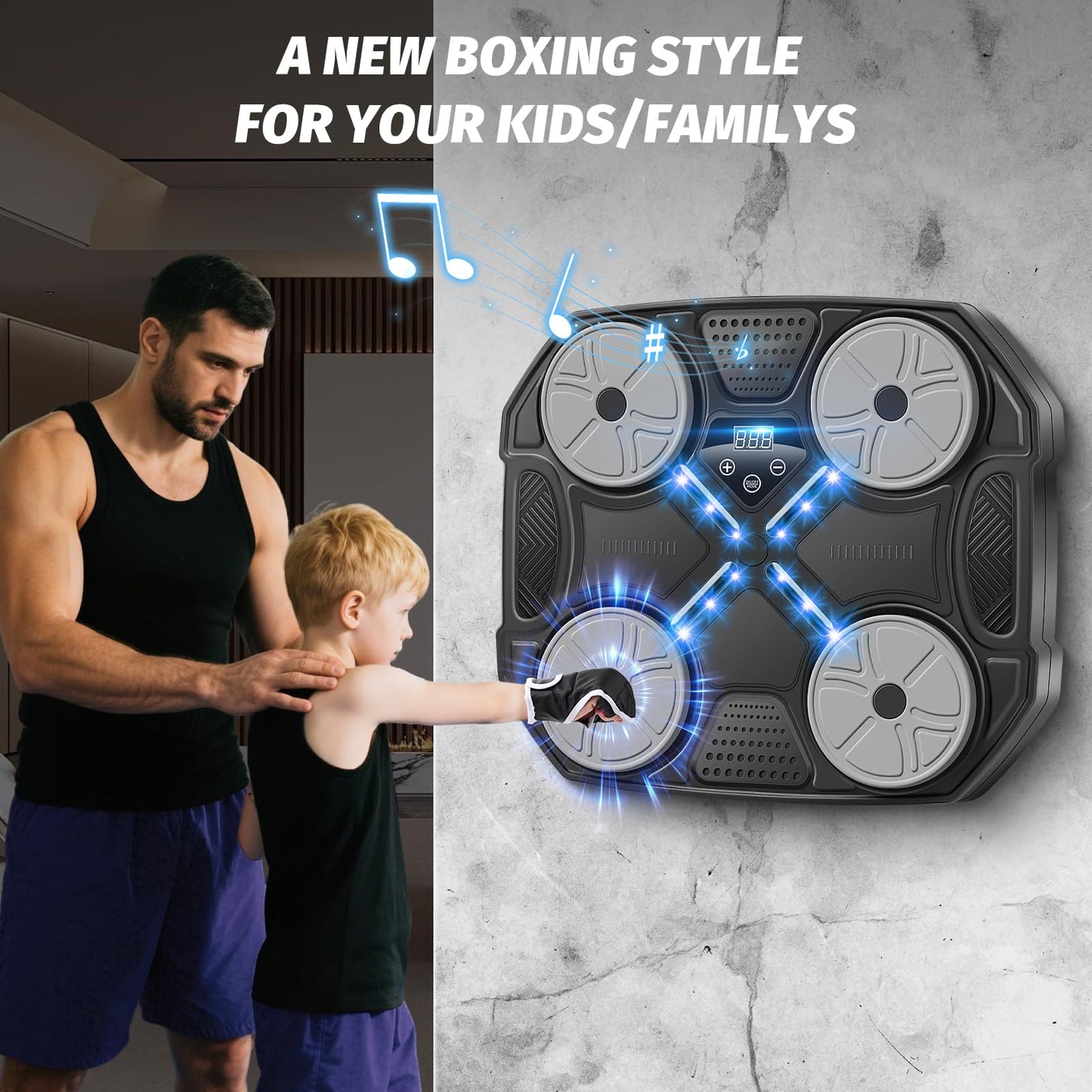 Music Boxing Machine for Adults and Kids, Wall Mounted Bluetooth Smart Boxing Training Equipment with Gloves, Punching Target with Scoring Function Sports Toy, Punching Machine for Home,Office and Gym