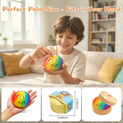 Glitter Dumpling Squishy | 4-Inch Stress Ball Surprise Box | Random 14 Colors | Perfect for Party Favors