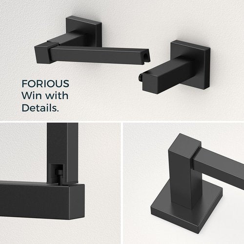 FORIOUS Toilet Paper Holder Set - Wall Mount SUS 304 Stainless Steel with Pivoting Design | Matte Black Finish