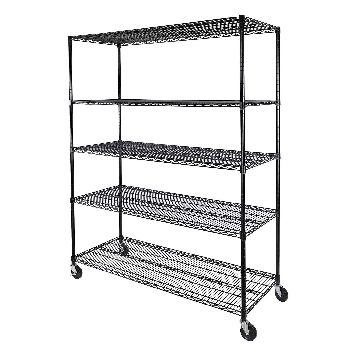 Seville Classics UltraDurable Heavy Duty NSF Solid Steel Wire Rack Storage Unit, Organizer for Garage, Warehouse, Office, Restaurant, Classroom, Kitchen, Black, 5-Tier Shelving, 60" W x 24" D