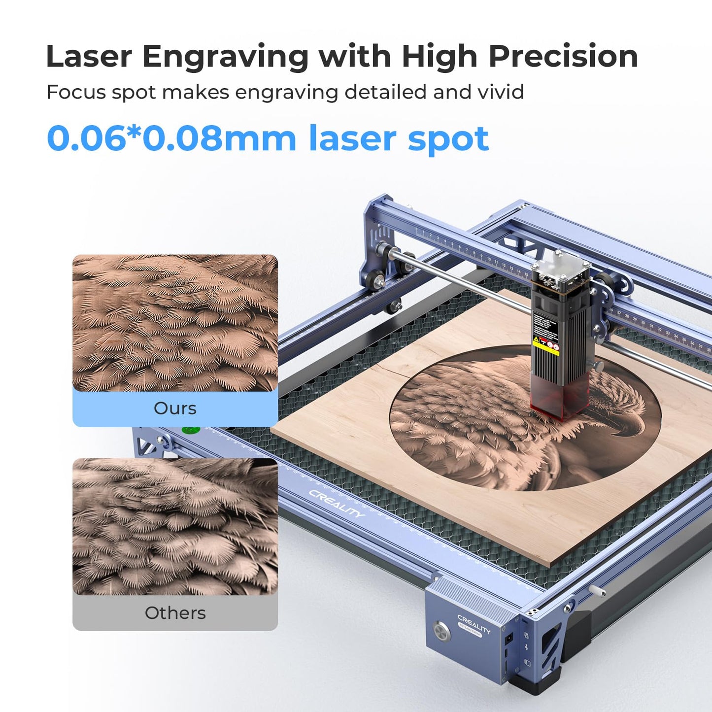 Creality Falcon 10W Laser Engraver Machine with Honeycomb Laser Bed 500x500, 10000mm/min, 0.06mm Laser Cutter for Wood, Acrylic, and Metal, Easy Setup, Ready to Work Out of The Box