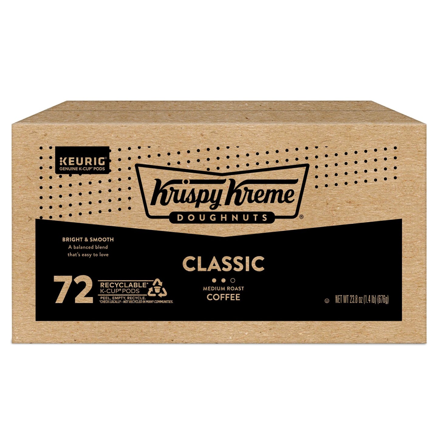 Krispy Kreme Classic, Single-Serve Keurig K-Cup Pods, Medium Roast Coffee, 12 Count (Pack of 6)