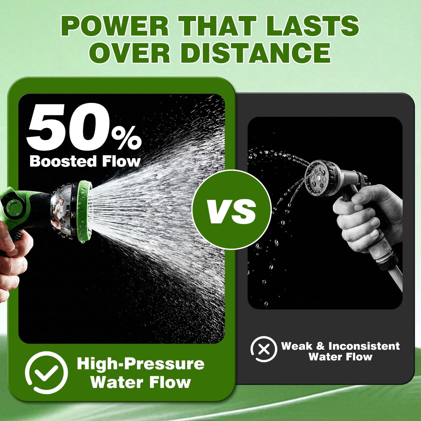 Retractable Garden Hose Reel 100FT x 1/2 in, Wall Mount Water Hose Reel for Outside with Auto Rewind, Tangle-Free Guide, 180° Swivel Bracket, Lock at Any Length, High-Pressure Flow, 10-Pattern Nozzle