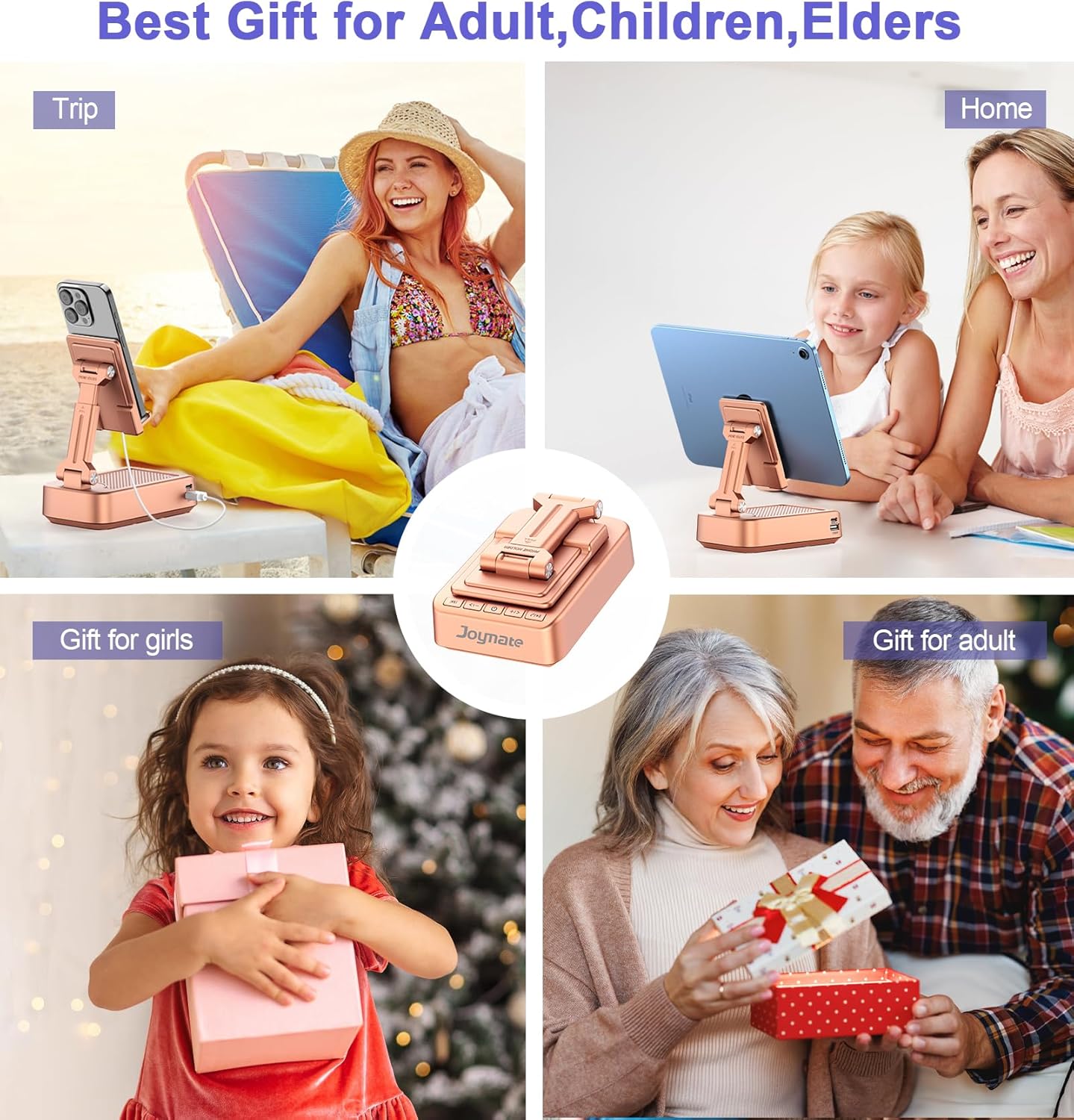 Joymate 360 Gifts for Women Girls, Bluetooth Speaker Phone Stand with Charging Function Rotable Adjustable Cell Phone