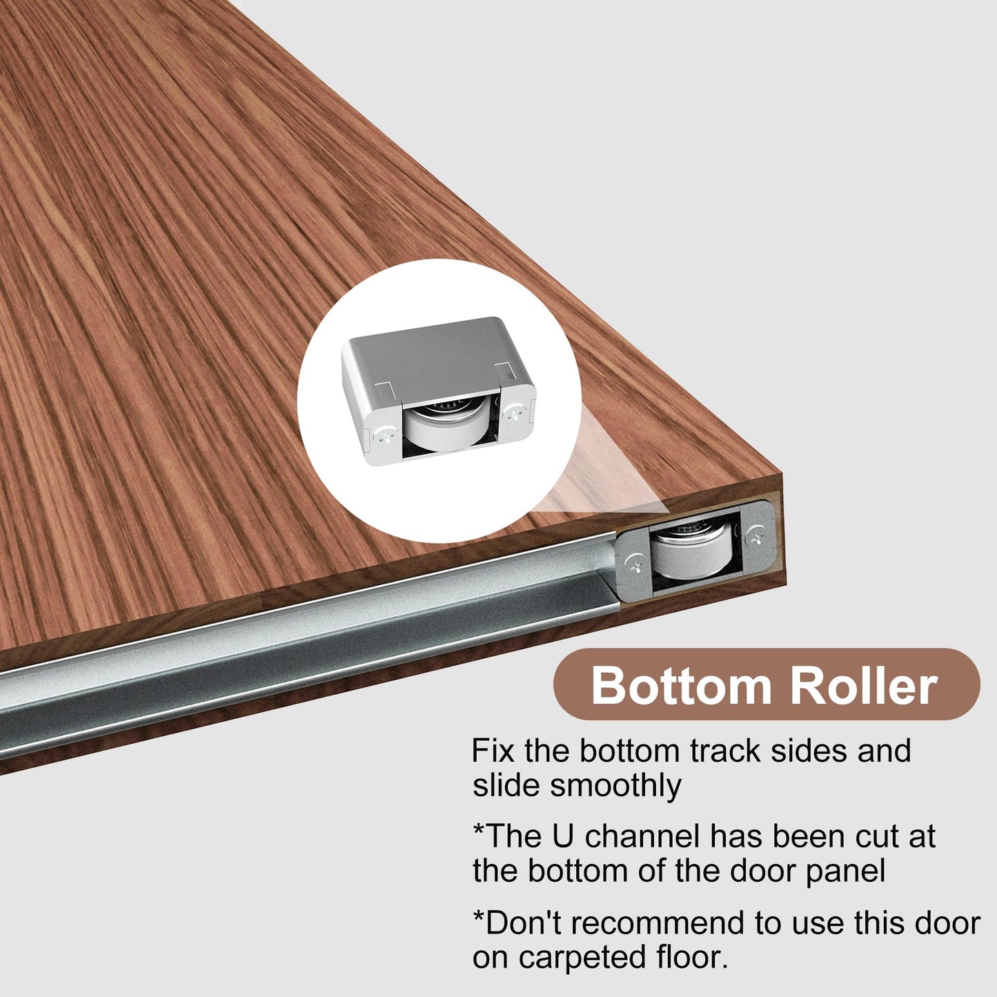 JUBEST 30"x84" Concealed Sliding Barn Door with Soft Close Hardware Kit, Brown Hidden Door for Opening 26"-28"x80", Waterproof and Modern, Smooth Sliding, for Interior Using, Widely Used