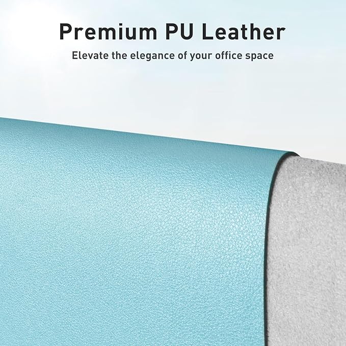 Aothia Faux Leather Desk Mat - Non-Slip PU Leather Desk Blotter, Waterproof Writing Surface, Large Desk Pad for Office & Home (Blue Topaz, 55" x 24")