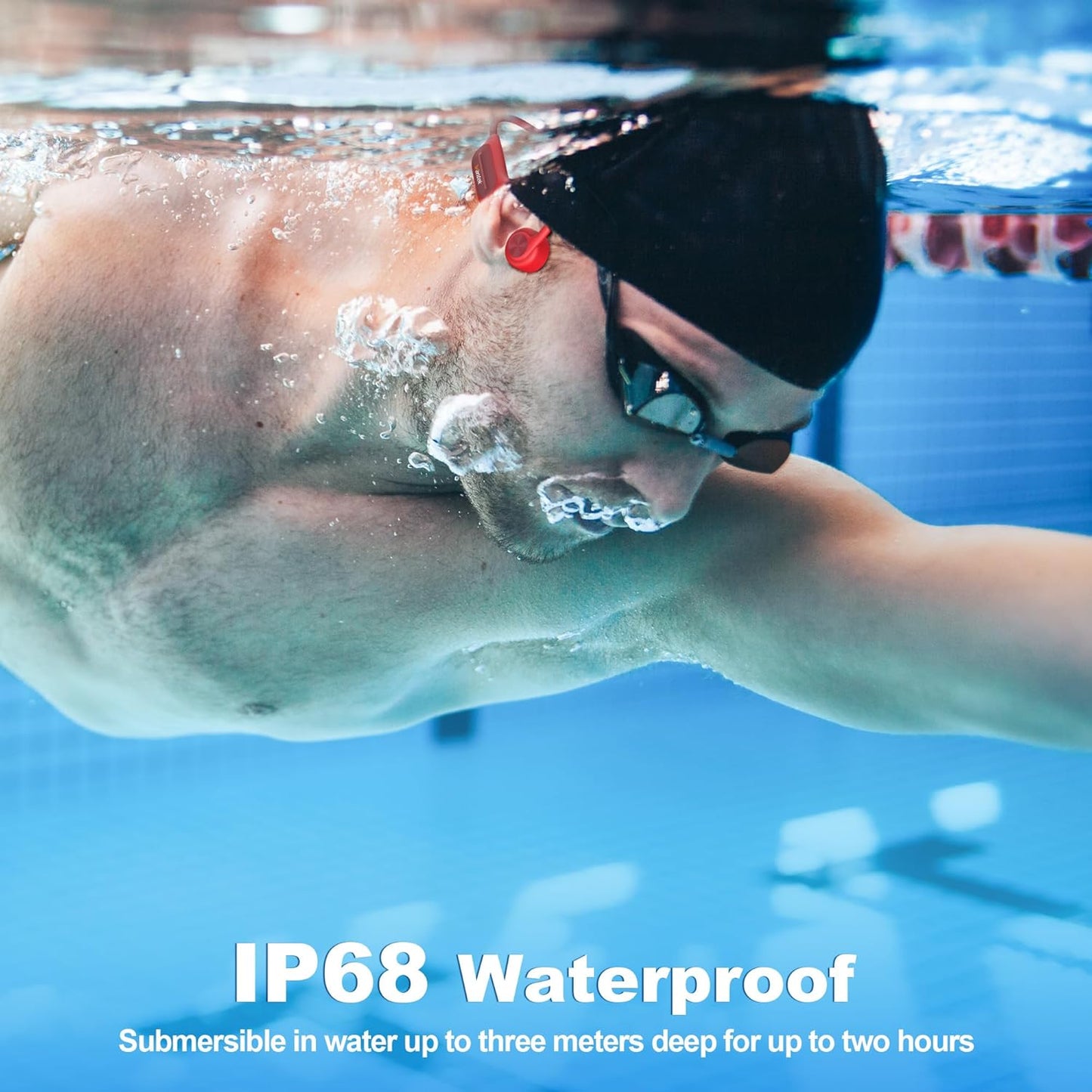 32GB MP3 Player,IP68 Swimming Headphone,8H Wantek Open Ear Headphones,Bone Conduction Bluetooth Headphones