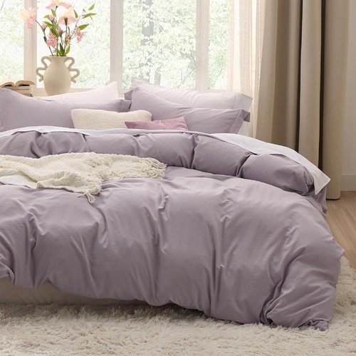 Bedsure Dusty Purple Duvet Cover Set - Ultra-Soft 3-Piece Full Size Bedding, 80x90 Inches with Zipper Closure & 2 Pillow Shams
