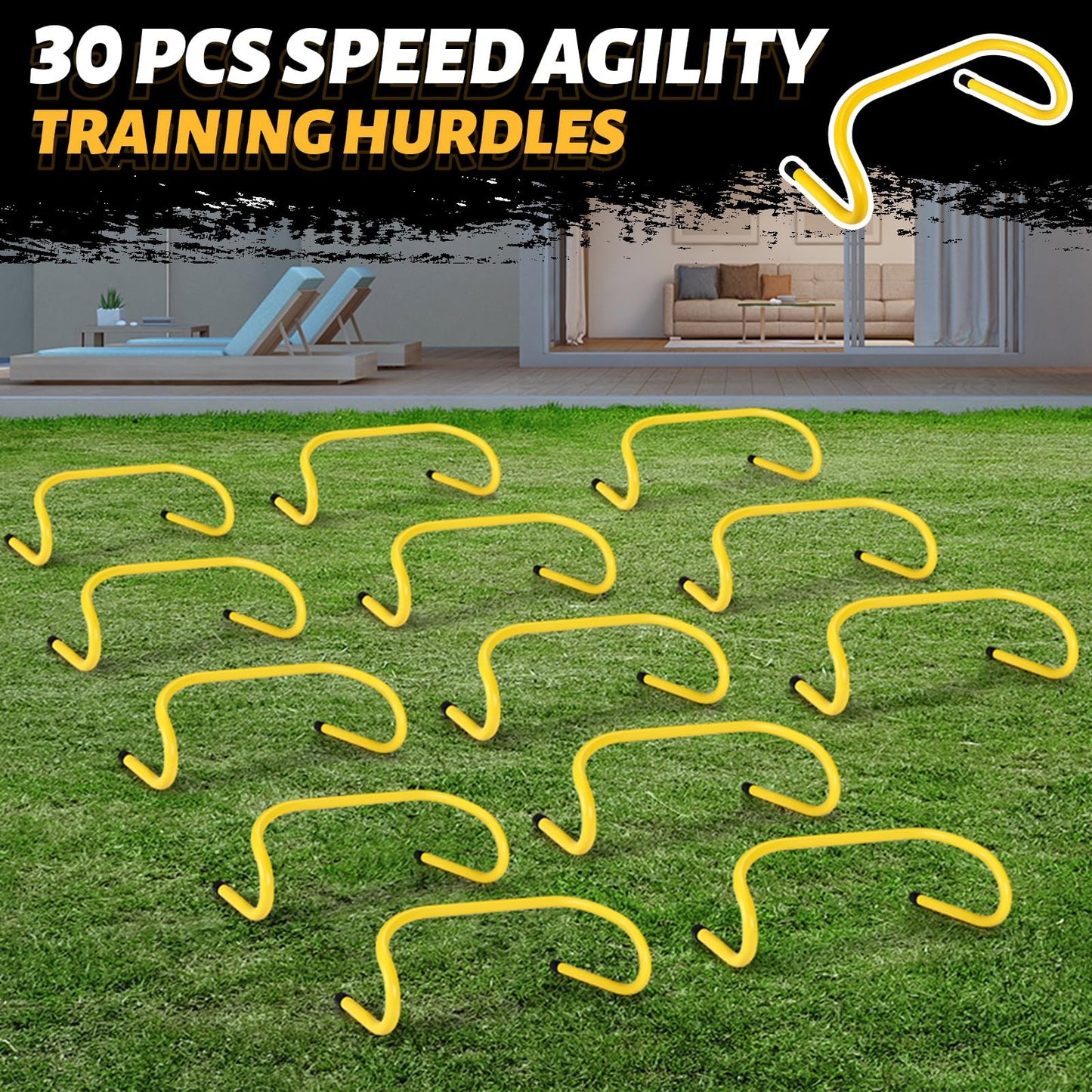 Wettarn 30 Pcs 6" Speed Agility Training Hurdles Plyometric Practice Agility Hurdle for Kids, Athletes, Basketball, Baseball, Soccer, Football Indoor Outdoor Sports Equipment(Yellow)