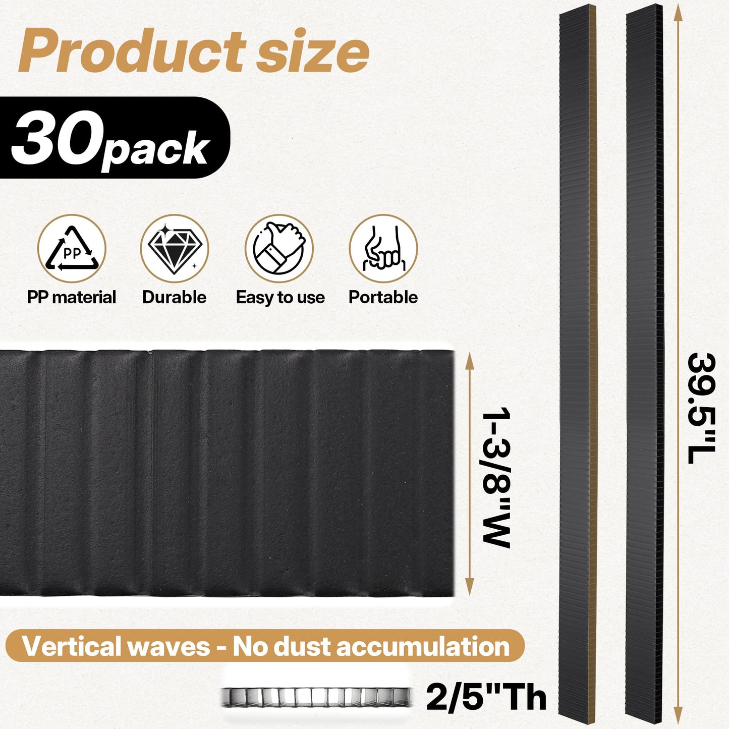 SFNSM 30pcs Continuous Soffit Vents Exterior Under Eave - 39.5" X 1-3/8" X 2/5" Soffit Strip Vent, Lightweight Ceiling Vent Vertical Flute Roofing Building Material