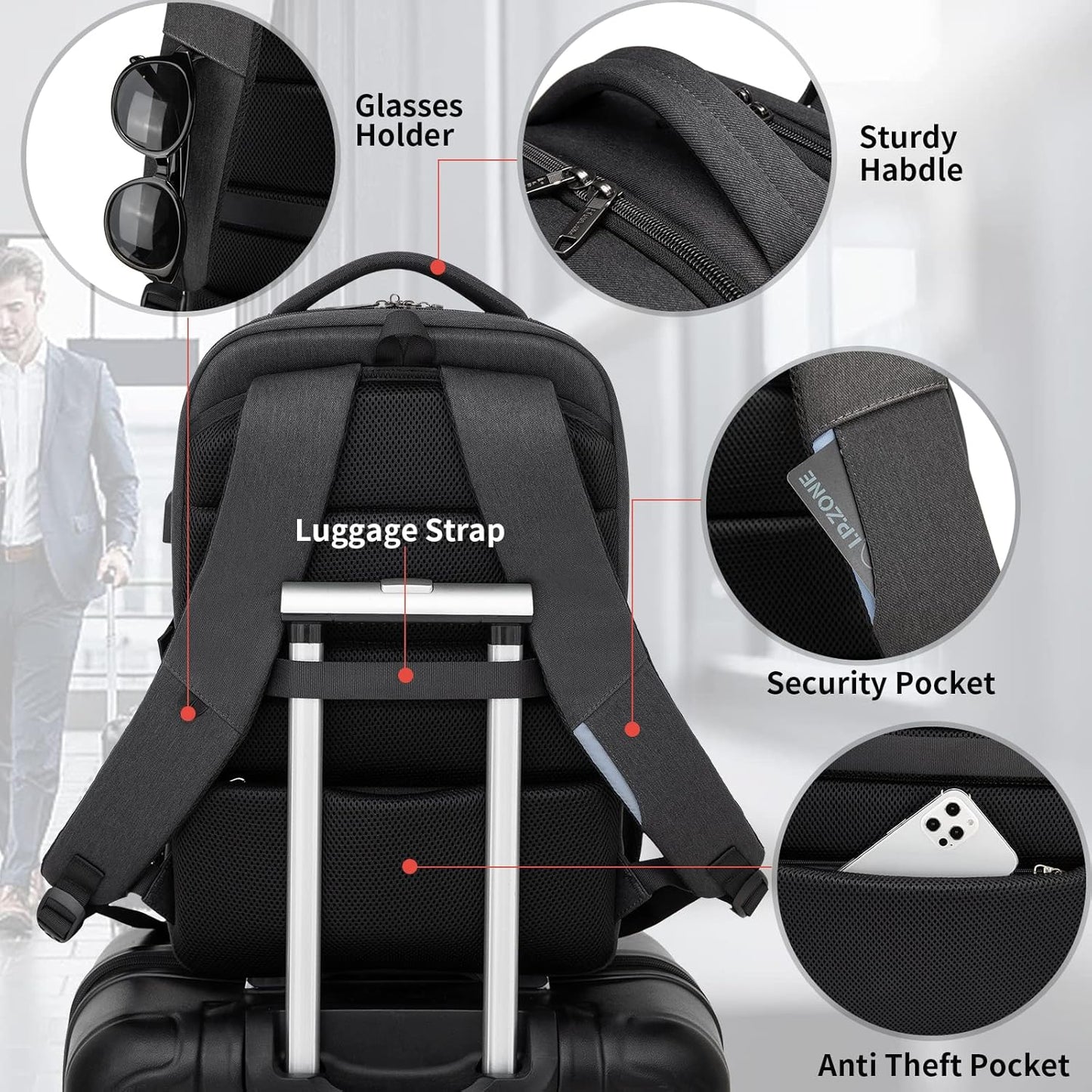 17 Inch Backpack Backpack DUSLANG Laptop for Travel Water Resistant College for Men/Women Laptop Bag with USB Charging
