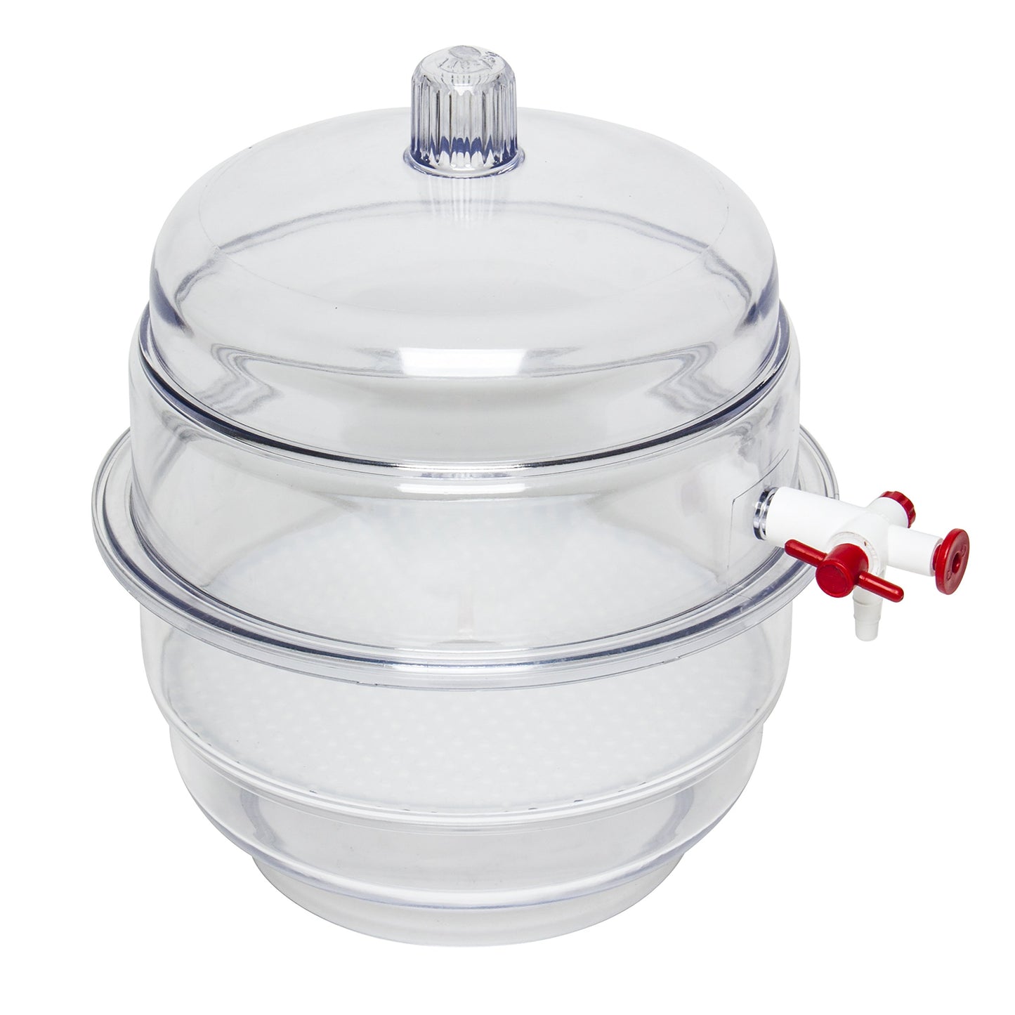 SP Bel-Art "Space Saver" Polycarbonate Vacuum Desiccator with Clear Polycarbonate Bottom; 0.31 cu. ft. (F42027-0000) Made in USA