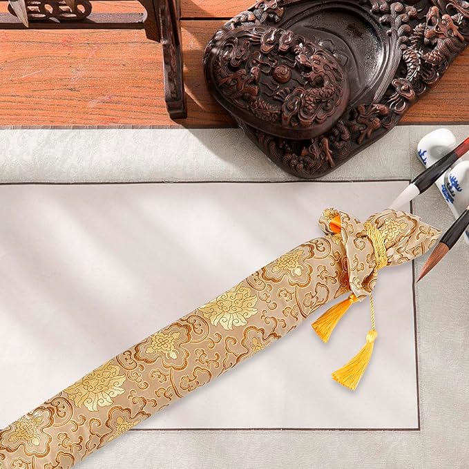 Silk Bag, Katanas Wakizashi Cover Carry Bag Chinese Taichi Carrying Bag Cover Case Pouch with Golden Tassel for Cosplay