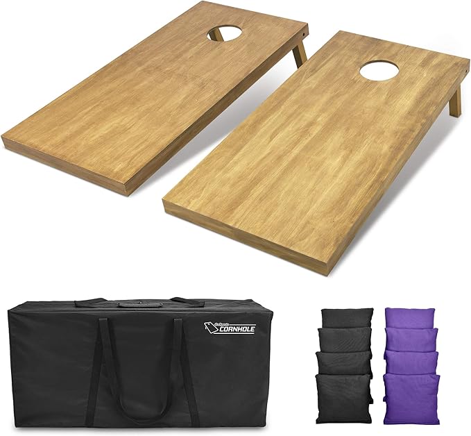 GoSports 4 ft x 2 ft Regulation Size Wooden Cornhole Boards Set - Includes Carrying Case - Full Regulation Size Bean Bag Toss Boards