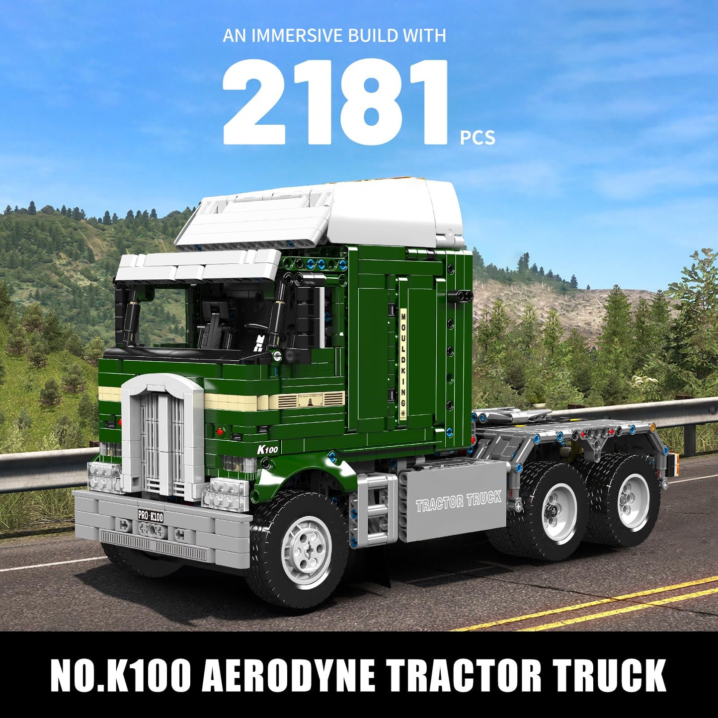 Mould King Tractor Truck Block Kits Model, MOC Building Blocks Set to Build, Gift for Age 14+/Adults Collections Enthusiasts(2,060 Pieces with Motor/APP Remote Control)
