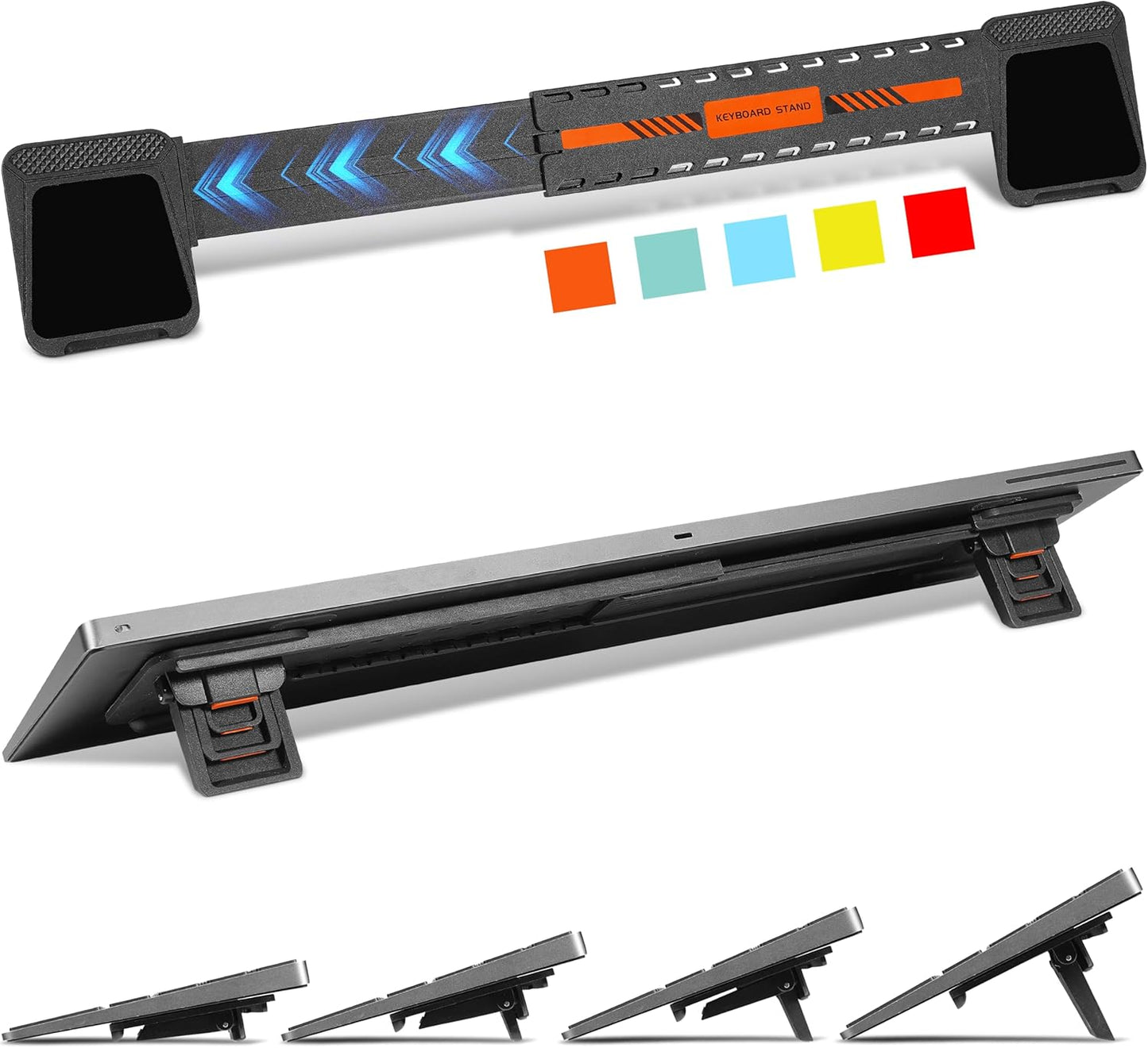 MEKASS Computer Keyboard Stand for Desktop, Adjustable Keyboard Riser, Extendable Holder, Non Slip, Ergonomic Office