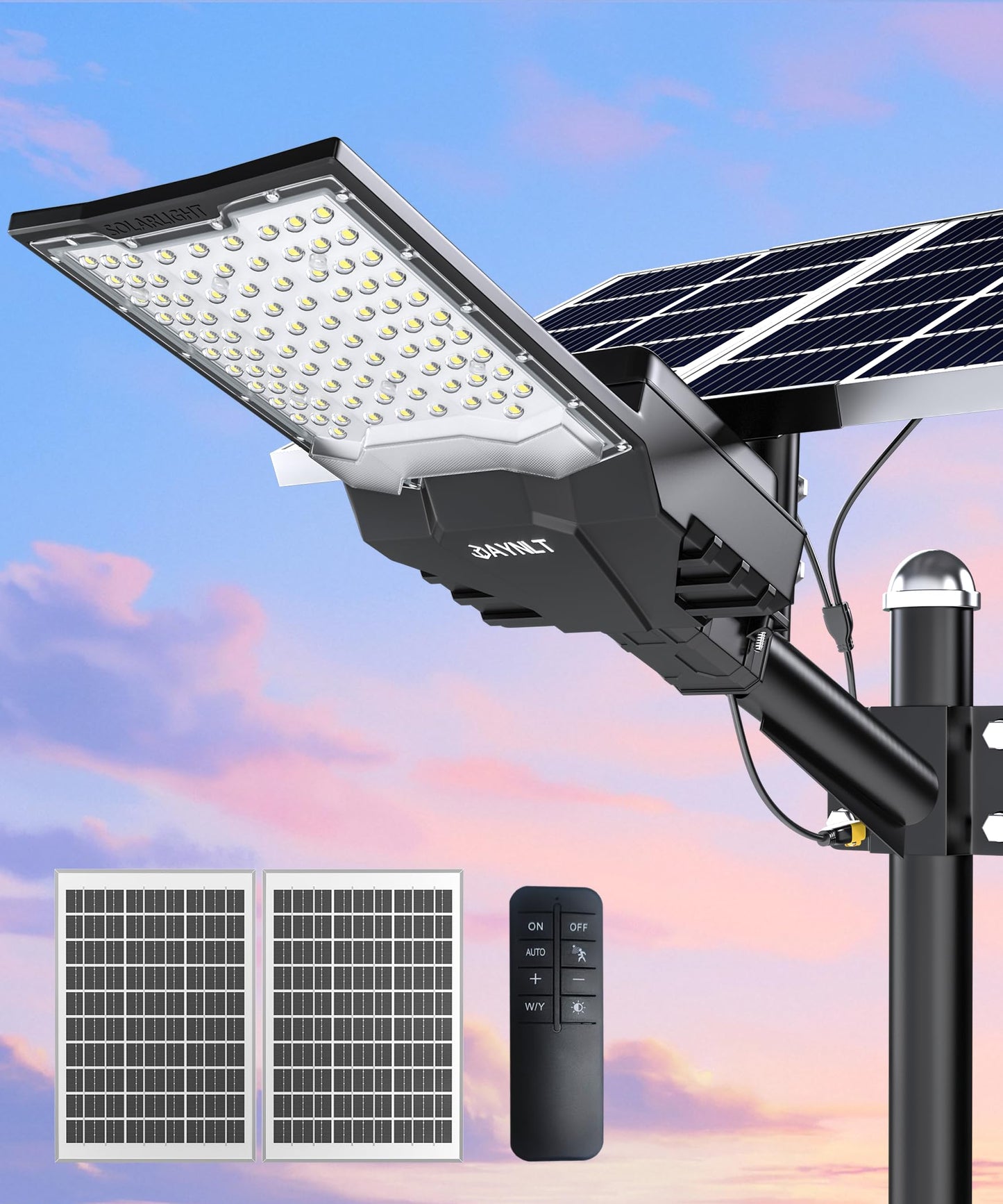 JAYNLT X-18000W Solar Street Lights Outdoor, 6500K Ultra-Large Parking Lot Lights Commercial Dusk to Dawn,IP67 Waterproof Solar Power Flood Security Lamps for Playground,Garage