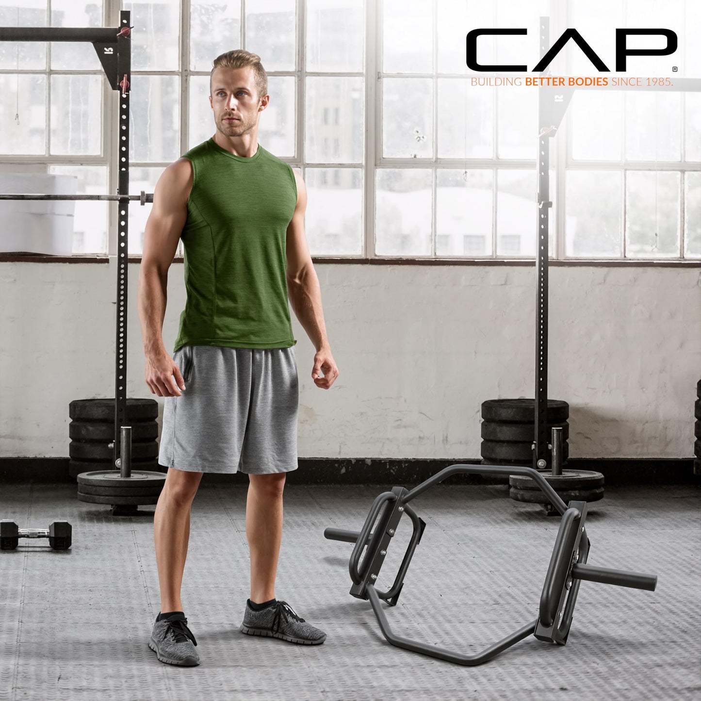 CAP Barbell Olympic Trap Bar, Hex Bar, Shrug Bar, Deadlift Bar, White