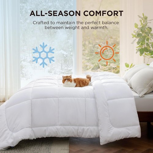 Bedsure Comforter Duvet Insert - All-Season Quilted Queen Plus Size Bedding, GentleSoft Down Alternative, White 90 x 90 Inches