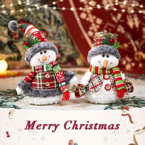 Houwsbaby 14" Christmas Snowman Decoration - Festive Snowman with Santa Hat & Scarf | Perfect Holiday Decor