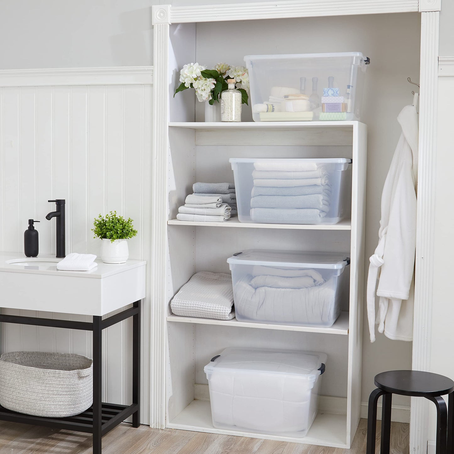 Rubbermaid Cleverstore 71 Qt Clear Storage Bins with Lids, 4-Pack, Stackable, BPA-Free, Made in USA