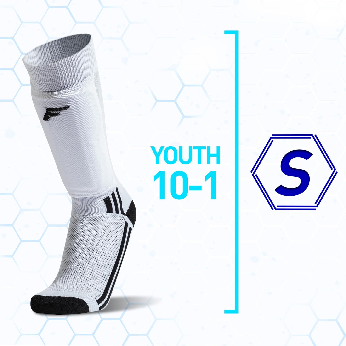 Franklin Sports Youth Soccer Shin Guard Socks - Kids Soccer Socks with Built-In Shin Guards - Youth Small Shin Guards + Socks - Protective Gear for Kids - Black or White - Small