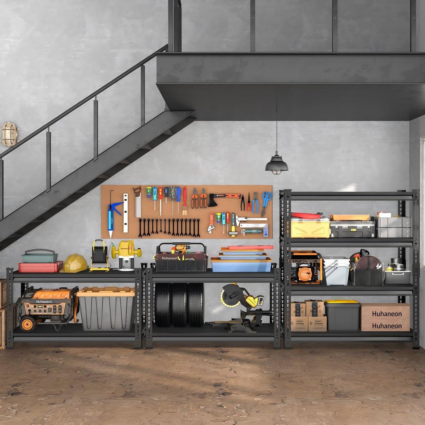 Huhaneon Metal Garage Shelving for Storage - 40'' W 1,680 Lbs Heavy Duty 4 Tier Utility Shelves Freestanding - Adjustable Rack Units for Basement Pantry Kitchen - 40" W x 16" D x 62" H Black