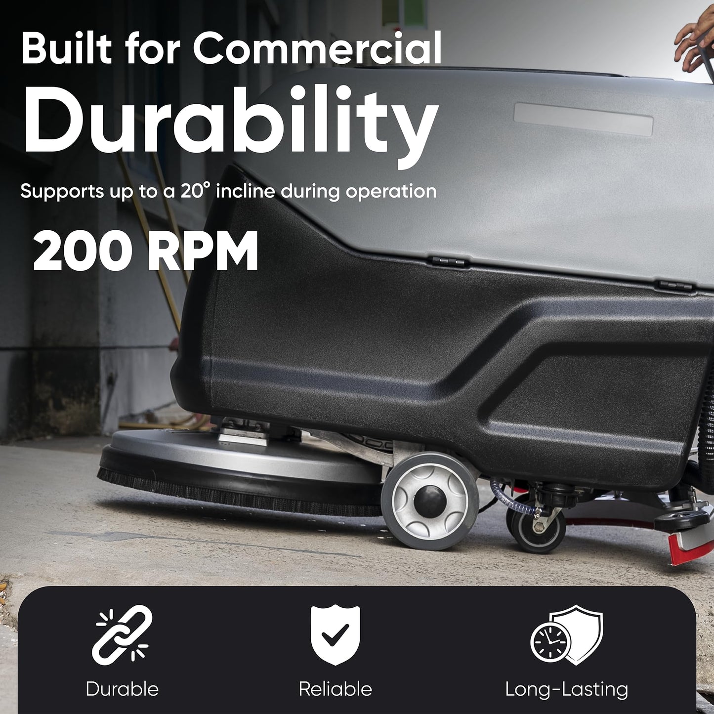 Battery Powered Self Propelled Walk-Behind Floor Scrubber Polisher Machine, 20" Cleaning Path,14.5/17 Gal Tanks, 4Hr Runtime, Up to 2.5 MPH Speed Includes 2 Brushes & 3 Scouring Pads – 2-Year Warranty