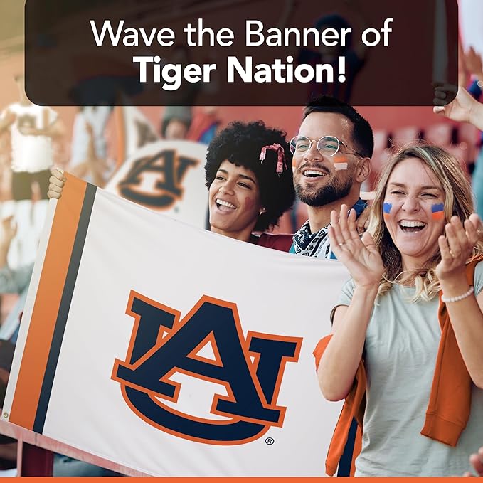 Auburn Tigers College Sports Printed Flag - NCAA Licensed - Nylon - School Banner (White) (3' x 5')