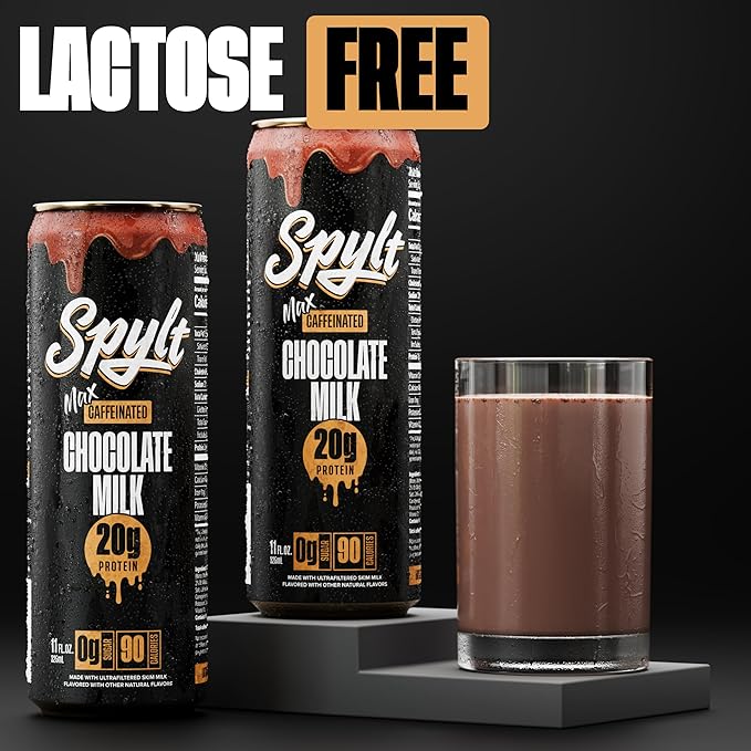 High Protein Max Chocolate Milk with 140mg Caffeine & 20g Protein - 90 Calories, Ready to Drink, Sugar Free, Lactose Free Milk, Perfect for Workout Recovery & Afternoon Pick Me Up - 12 Count