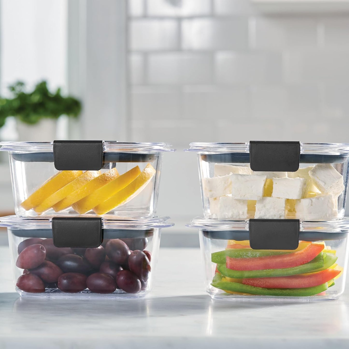 Rubbermaid Brilliance Airtight Food Storage Containers - BPA Free | Set of 4 (4.7 Cup) for Meal Prep & Leftovers